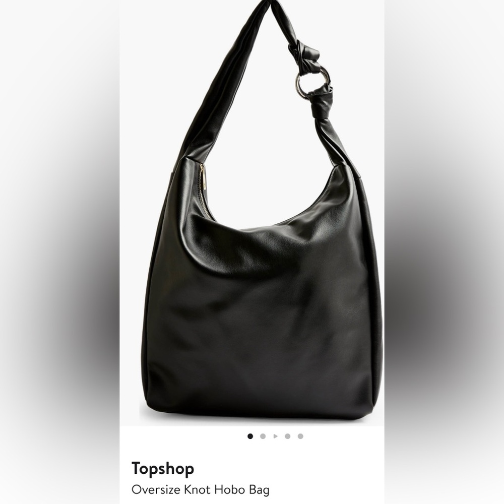 Topshop Black Knot Detail Hobo Bag